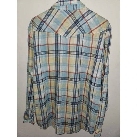 Lucky Brand Western Button Up Shirt Men's XL Pearl Snaps Long Sleeve Plaid - Picture 2 of 8